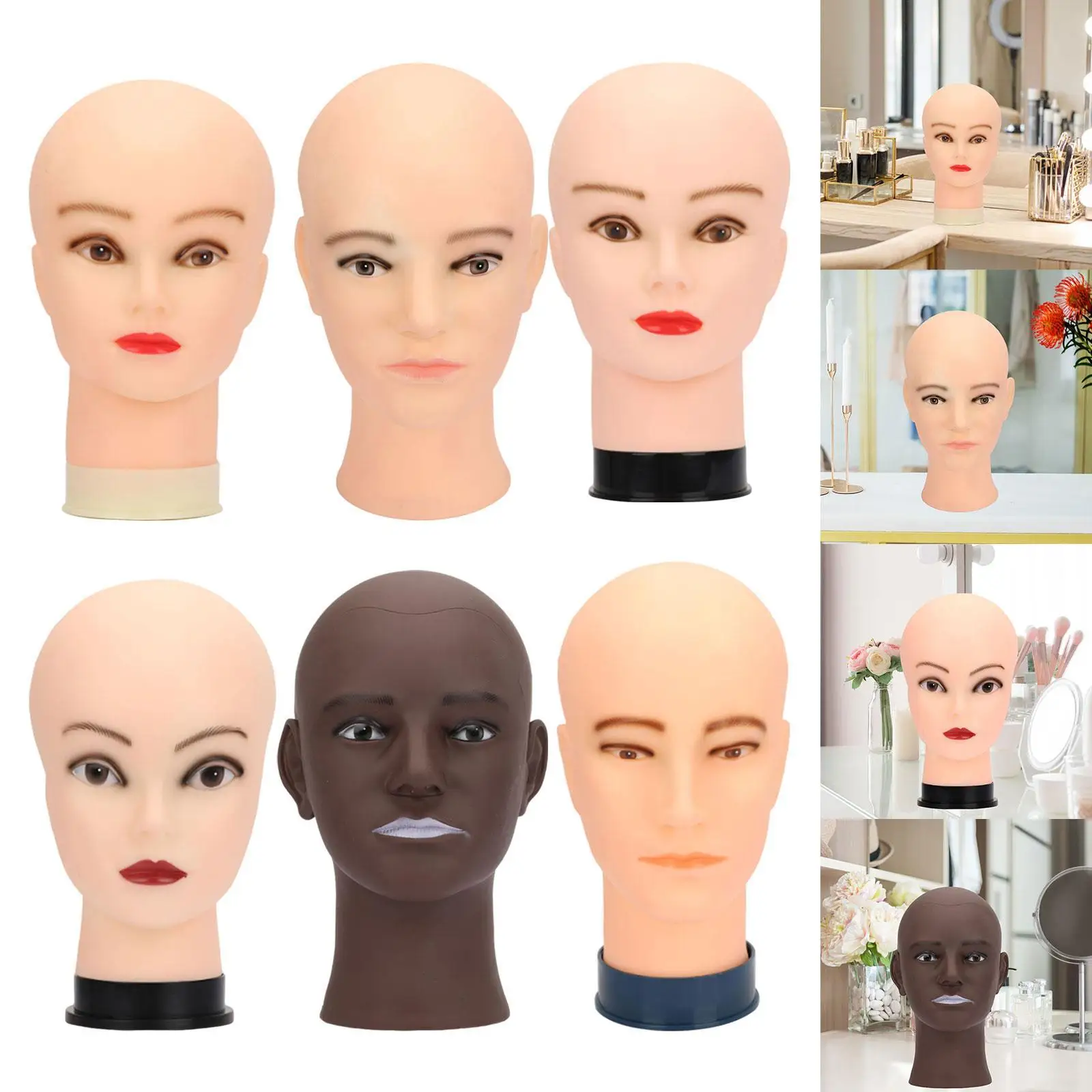 Testa di manichino calvo, modello di puntello per esposizione di copricapo professionale per testa di manichino per trucco