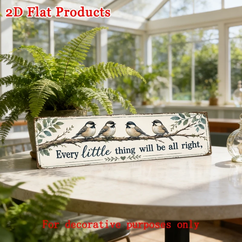 Every Little Thing Will Be All Right Bird Metal Tin Sign Vintage Wall Decor 16X4 Inches Inspirational Home Wall Plaque, 2D Flat