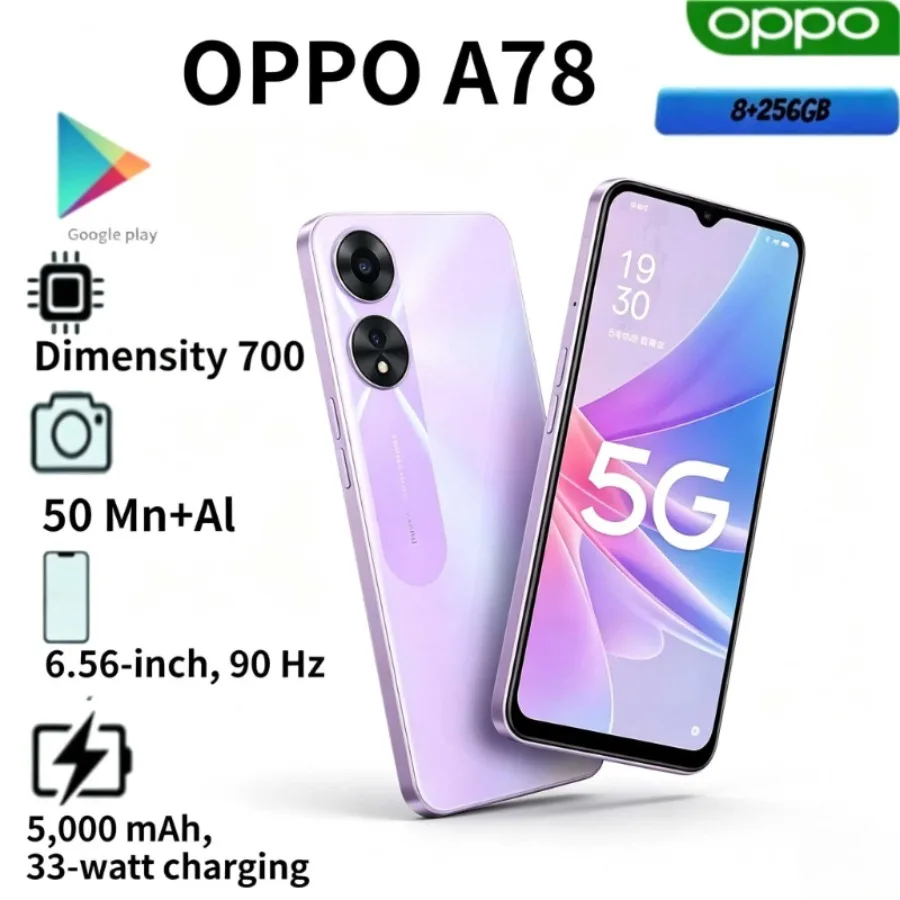 2026 OPPO A78 Global Version Smartphone 8GB 256GB FHD+ AMOLED Display 67W Fast Charging High-End Specifications