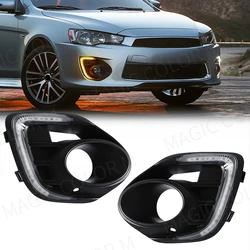 DRL For Mitsubishi Lancer 2015 2016 2017 LED Daytime Running Light Turn Signal Daylight Waterproof Fog Head Lamp Car Accessories