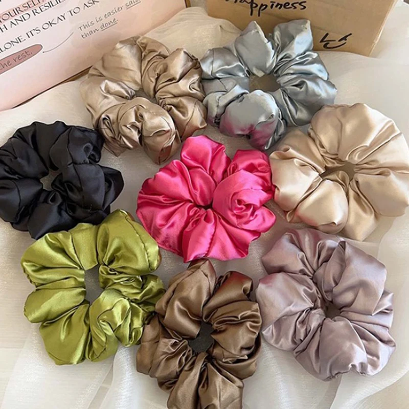 Pillow Sleep Headband Elastic Ponytail Scrunchie For Women Hair Accessories Girls Soft Solid Satin Filled Cotton Big Bands