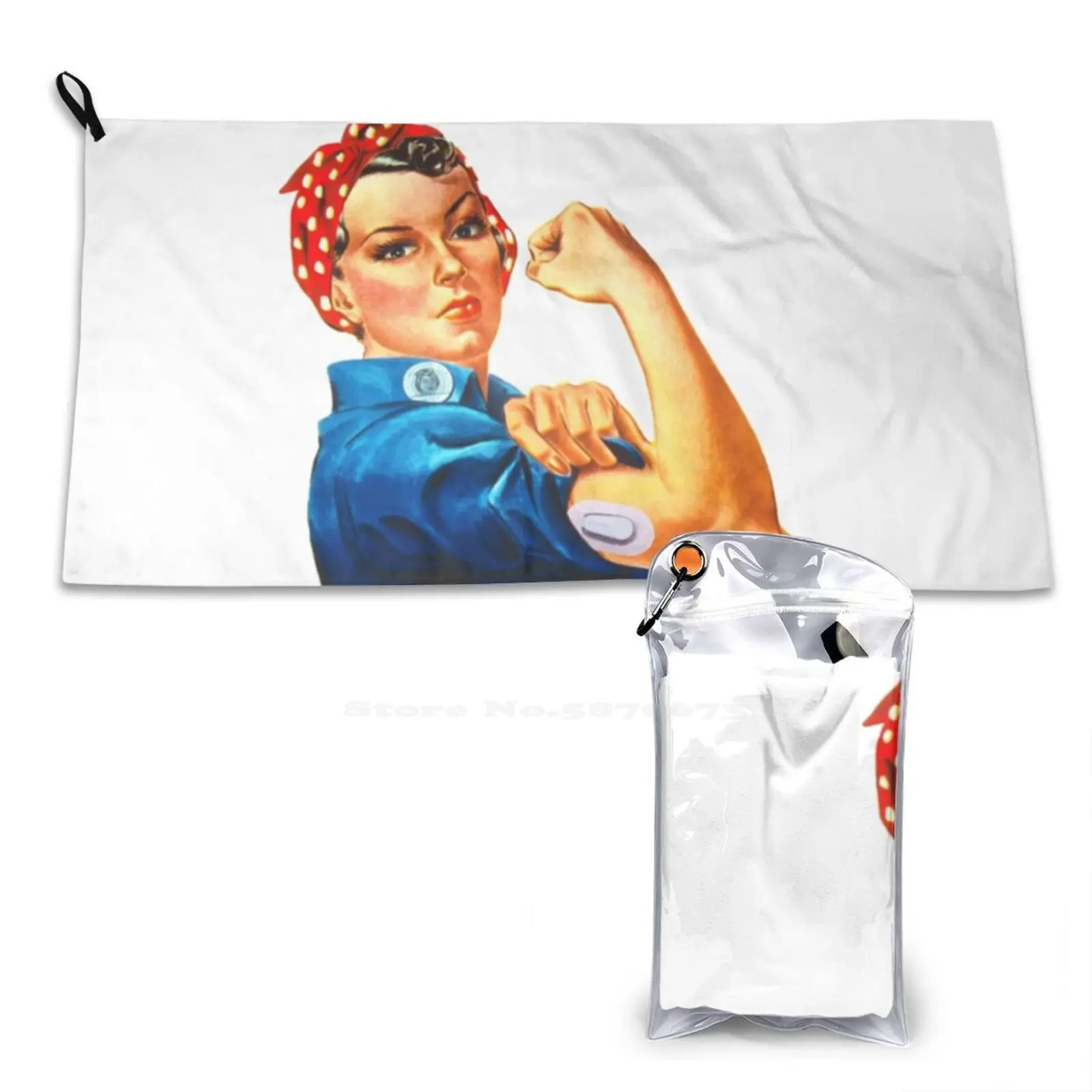 Diabetic Riveter Soft Towel Quick Dry Beach Towel Diabetic Designs Dexcom Type One Diabetes T1D Positivity Emily Barger Blood