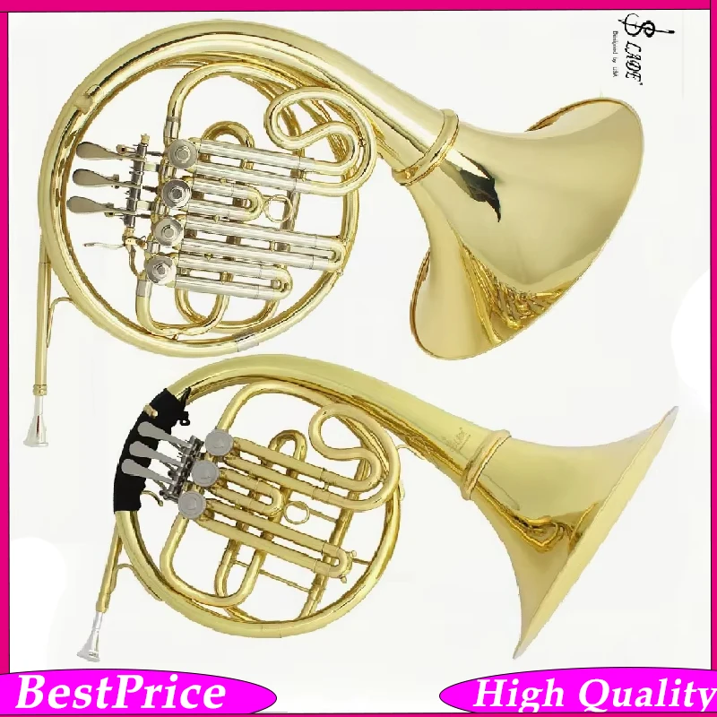 SLADE French Horn 4/3 Keys F/Bb Golden Split Professional Grade High-Quality Brass Musical Instrument with Accessories