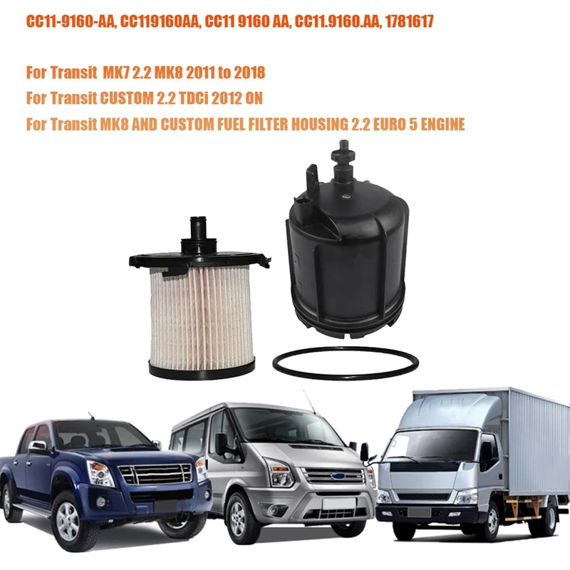 

1 комплект CC11-9160-AA корпус дизельного фильтра Sense и топливный фильтр для Ford Transit MK7 MK8 Custom 2006-2018 1930091 1781617