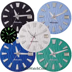 29mm 3D Watch Dial Face Accessories Green Luminous Hands Fit for NH35 NH36 Movement Date Window Black White Blue Green