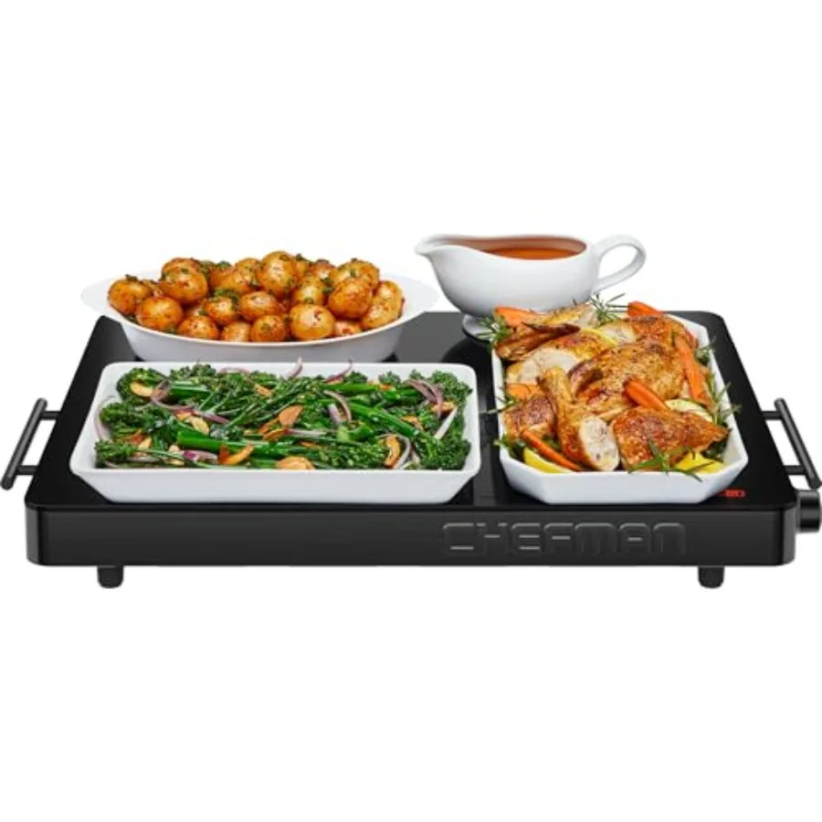 

Electric Warming Tray with Adjustable Temperature Control Perfect For Buffets Restaurants Parties Events and Home Dinners Large