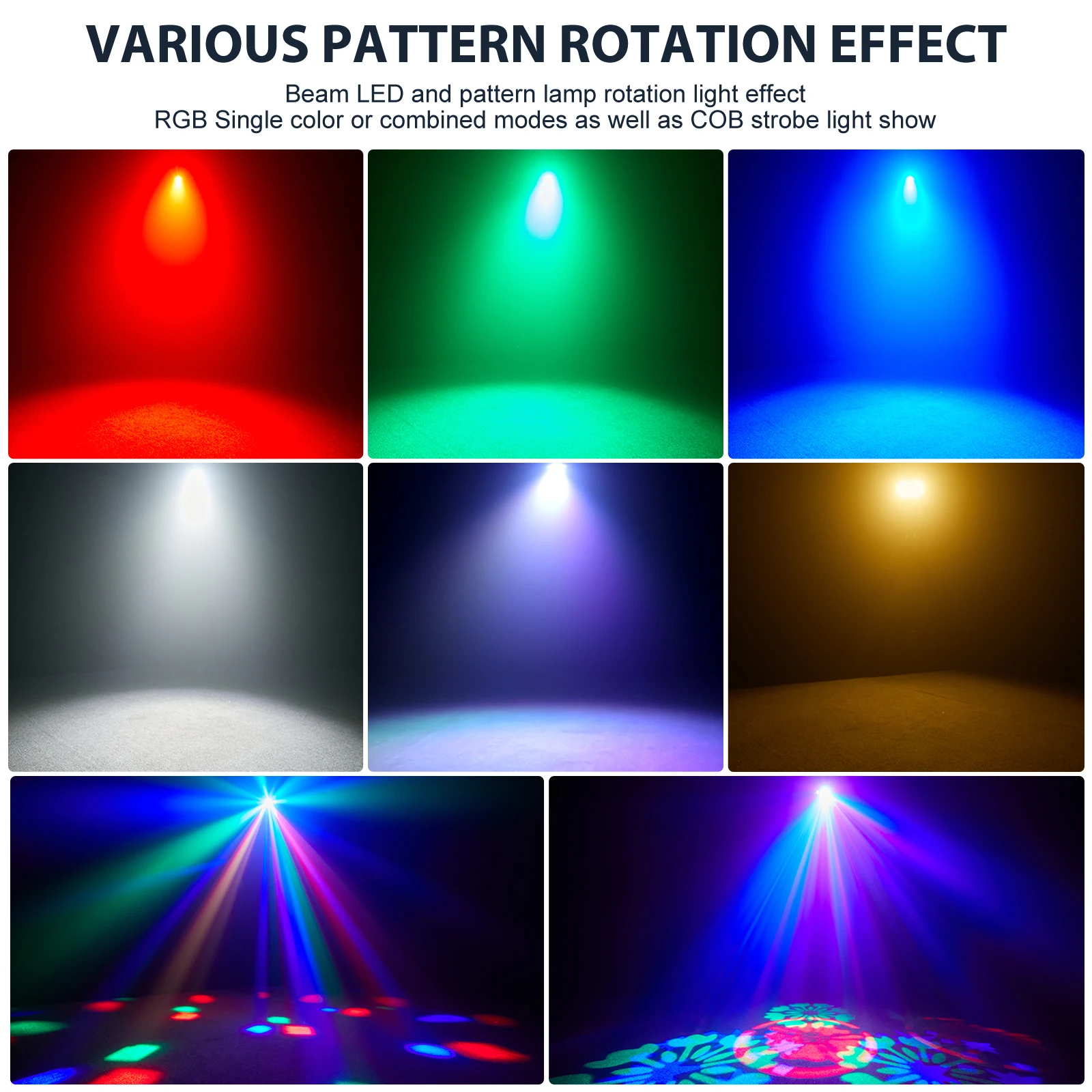 Somspot 2PCS 7-in-1 Effect Stage Light RGB Colorful LED Strobe Lights DMX512 for DJ Disco Party Christmas Club Wedding Birthday