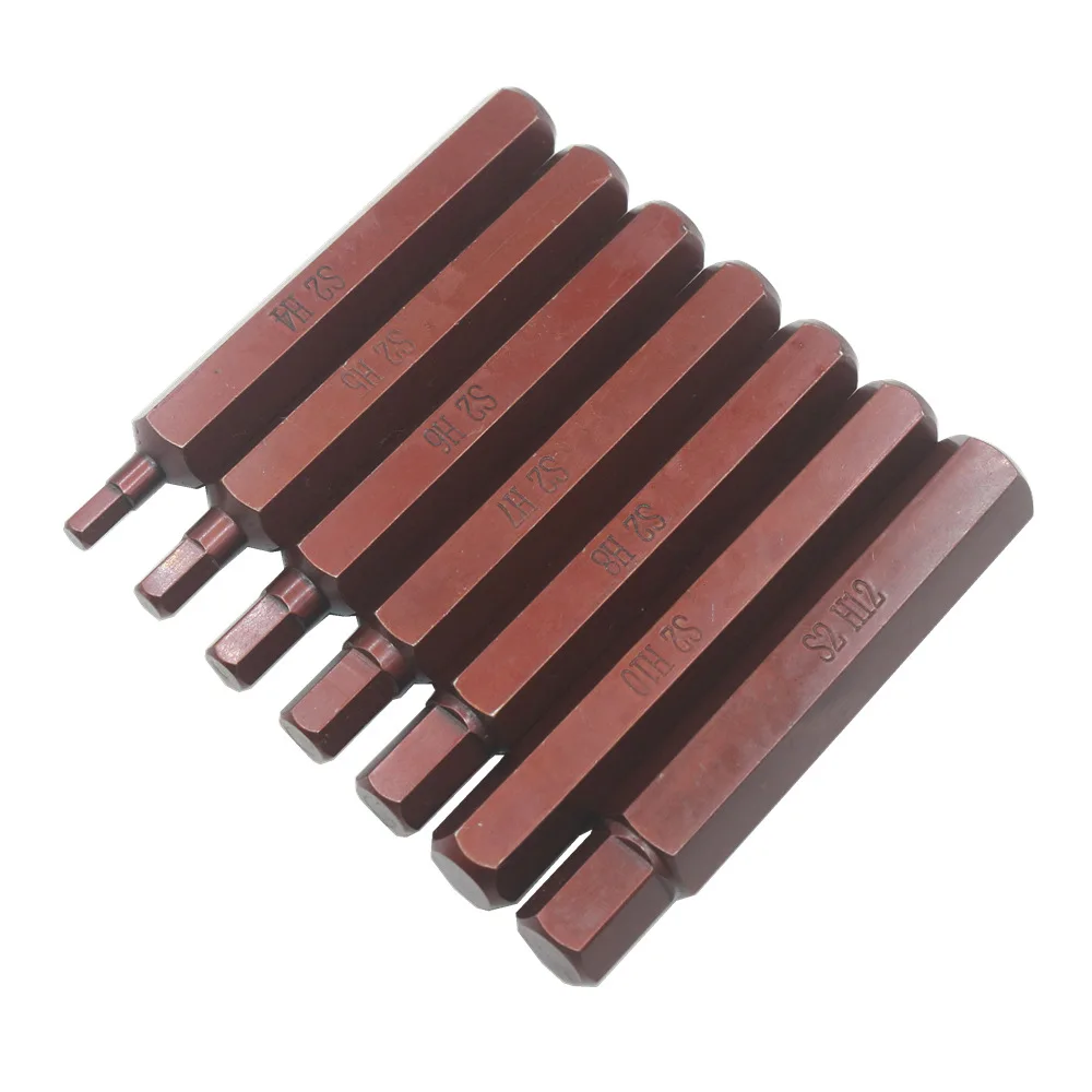 Hex Bit Set 7pcs H4 to H12 for For impact Driver and Drill Tools with Dual Length Options 30mm and 75mm Metal Bits