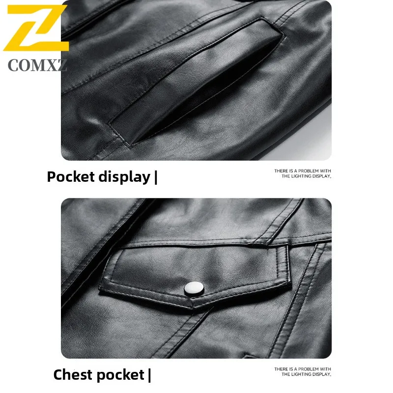 EIAO الرجال خمر السائق سترة الكورية نمط بولي معطف معطف جلد مقاوم للماء يندبروف ريترو الشارع الشهير فضفاضة تناسب دراجة نارية ملابس خارجية #4