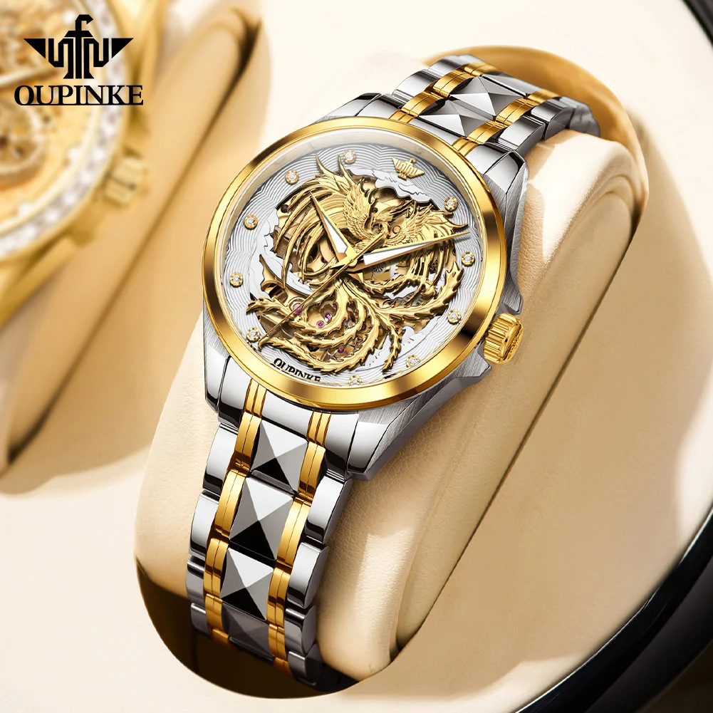 OUPINKE 3276 Women Watch Top Luxury Brand Automatic Mechanical Watch﻿ Dragon Dial Reloj Waterproof Gift Box Watches For Women