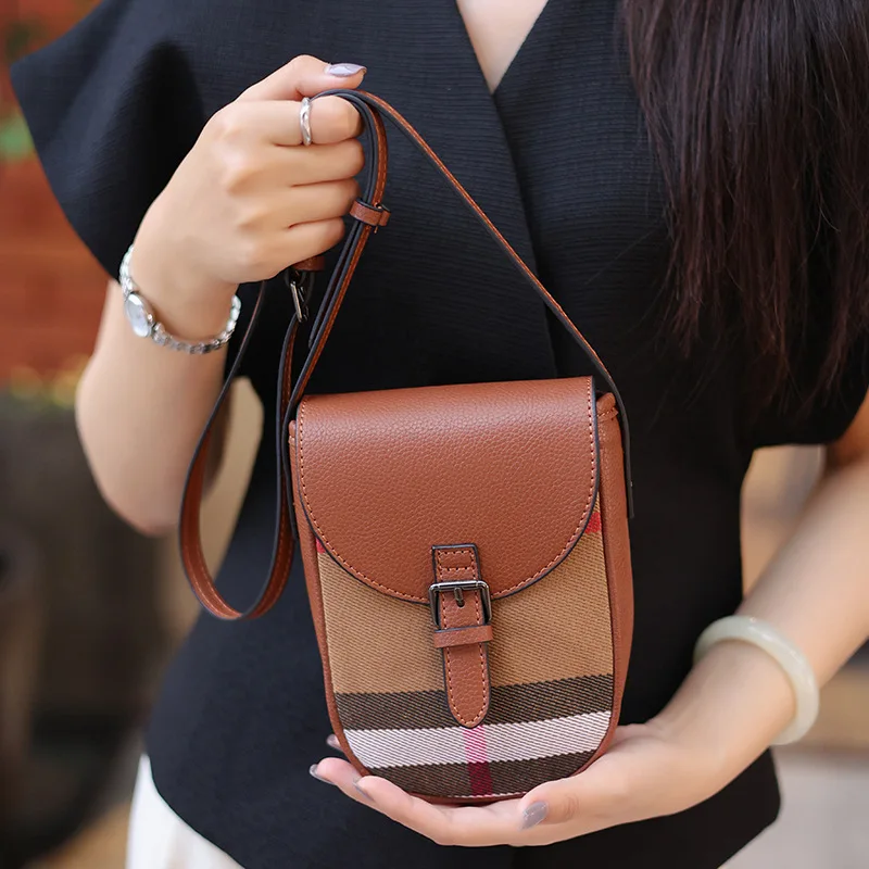

Versatile 2025 Women’s Crossbody Bag, Luxury Genuine Leather Vertical Plaid Flap Purse, Multi-functional for Work Essentials