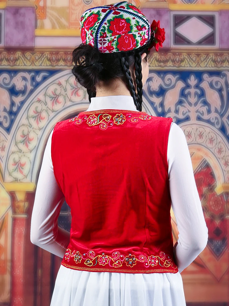 刺繍中国国家新疆ダンス衣装女性人工ダイヤモンドベスト国家スペインフラメンコチベットダンスウェア