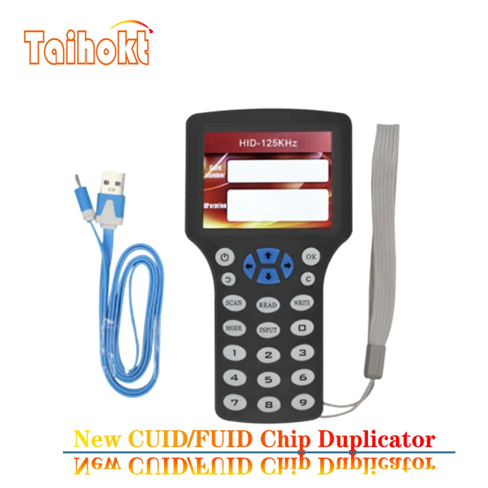 

Handheld 10 Frequency RFID Duplicator 13.56Mhz Smart Chip Card Copier 125Khz T5577 Badge Reader CUID/FUID Tag Programmer Writer