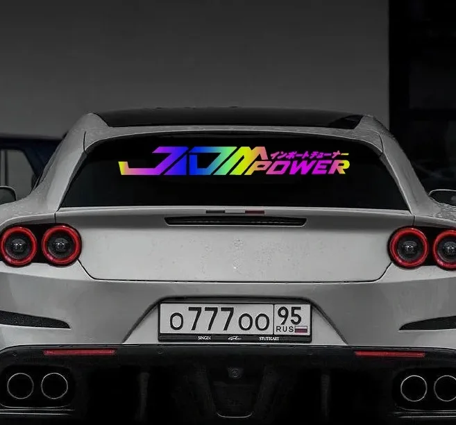 ملصقات JDM POWER للزجاج الأمامي للسيارة، ملصق عاكس من الفينيل مقاوم للماء وغير يتلاشى، شارات تزيين السباق كبيرة الحجم