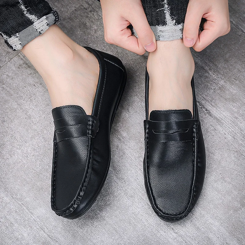 Leather Men Casual Shoes Breathable Comfort Slip-on Mens Driving Shoes Fashion Male Lazy Shoes Luxury Brand Loafers Moccasins