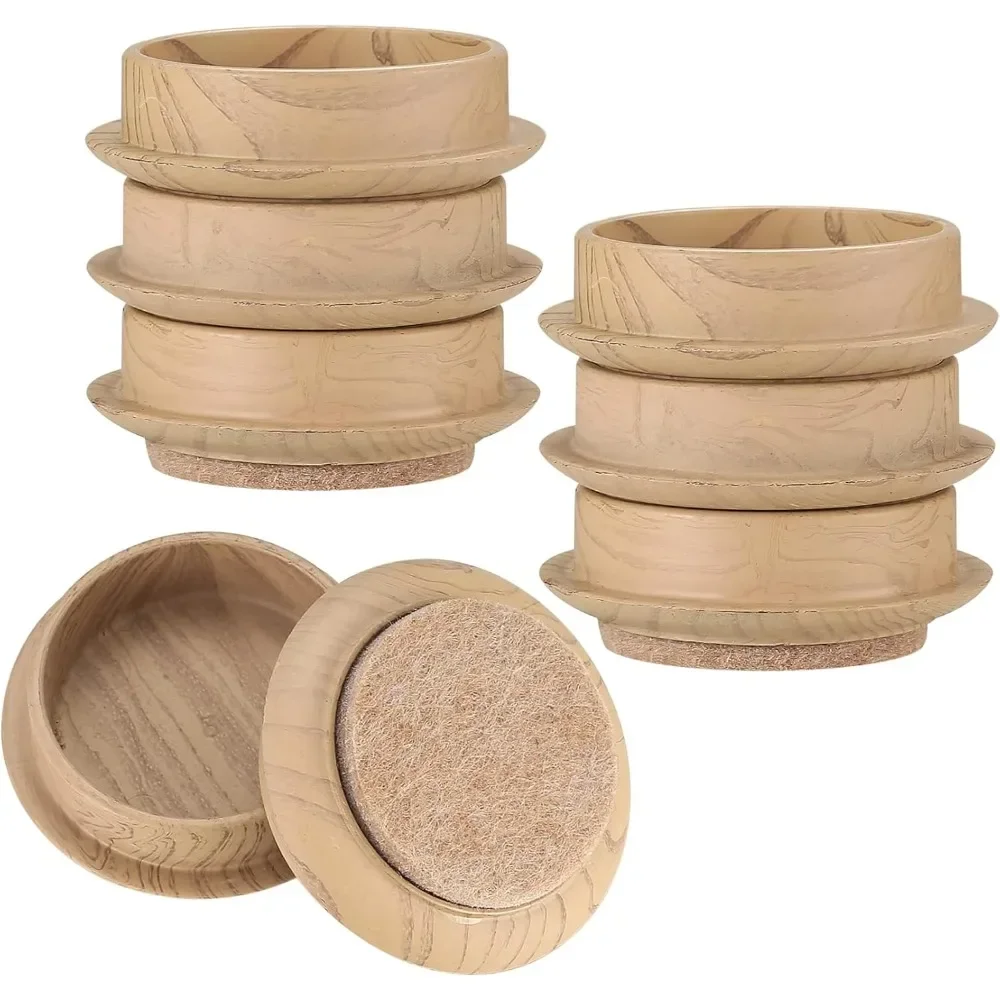 

Castor Cups, 8 Pieces Felt Floor Cups, 4.4 Cm Round Furniture Felt Pads, Non Slip Floor Protectors for Chair Table Furniture