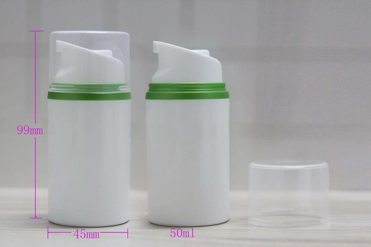 

50ML plastic airless bottle press pump green rim for serum/lotion/foundation/gel/anti-UV sunscreen cream skin care packing