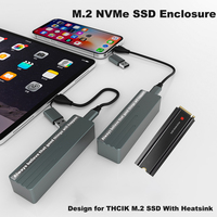 M.2 NVMe SSD Enclosure 10Gbps USB 3.2 Gen2 USB C External Case Box for Samsung 970 980 990 Pro with Heat sink PCIE4.0 PCIE 3.0