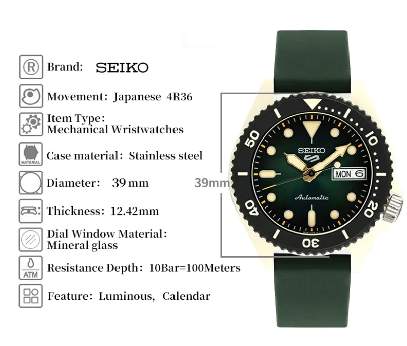 New SEIKO 5 Original Men Watch Sports Automatic Mechanical Watches 10bar Waterproof Luminous Men Watchs