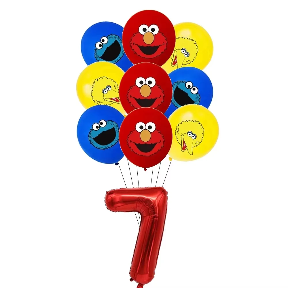 Geburtstagsballon-Partydekoration, Sesamstraßen-Thema, Teller, Kuchenaufsätze, Banner für Kindergeburtstag, Partyzubehör, Babyparty – Detail 13