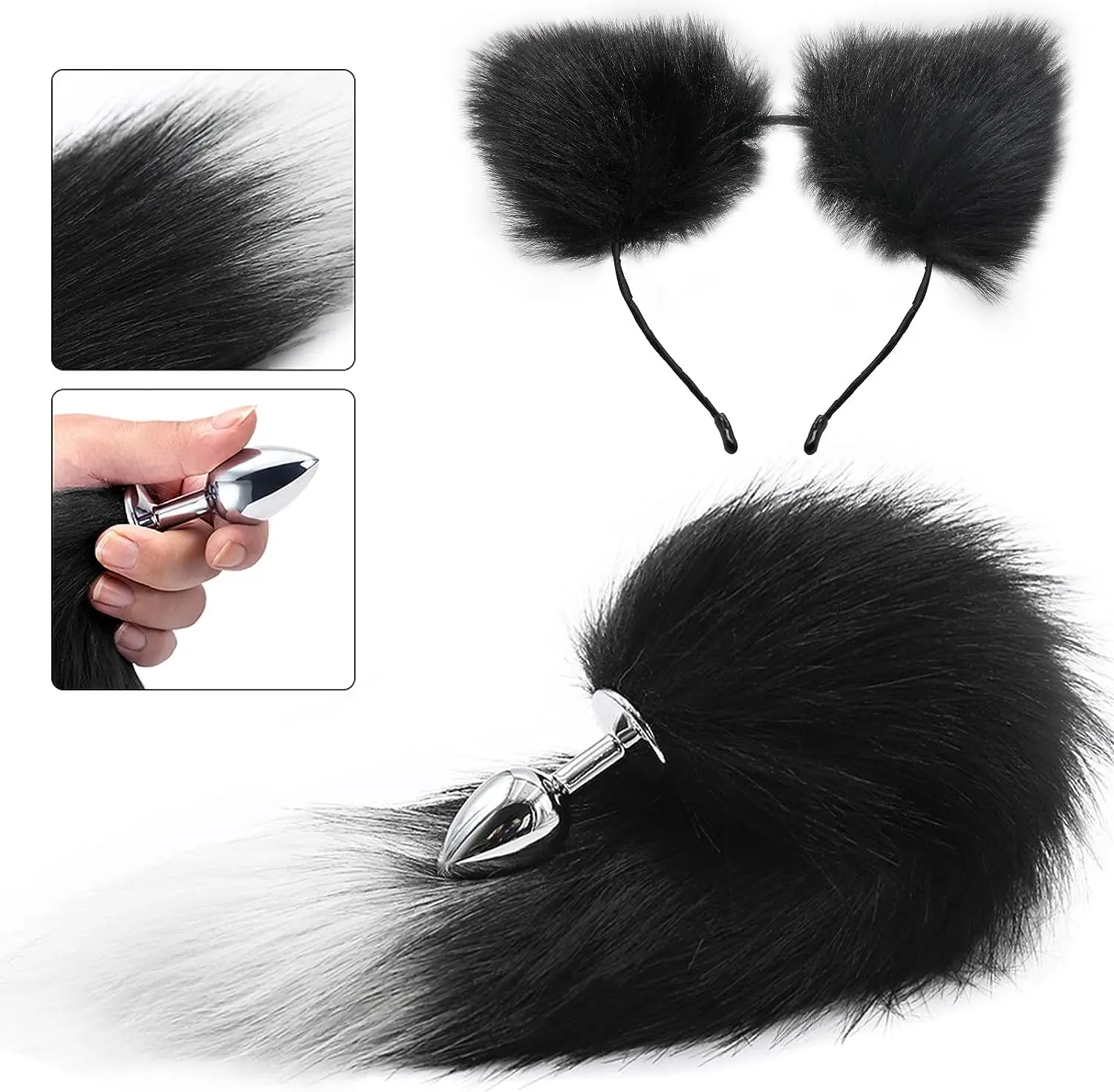 Plug Anal Fox Tail para Sexo, Rolha Anal de Ouvido, Brinquedo Sexual para SM, Jogos para Adultos, Cosplay, Plug Anal