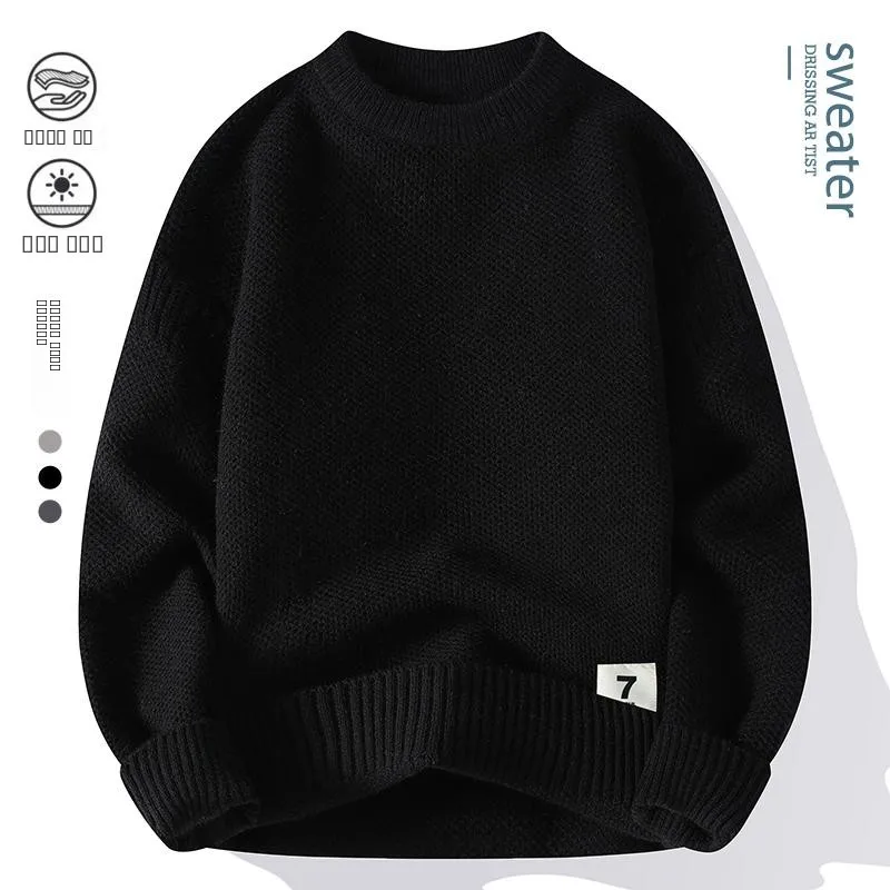 

Thiened round Ne Knitted Sweater for Teens Autumn Winter M Pure Color Inner Wear Base irt Warm Woolen Clothes