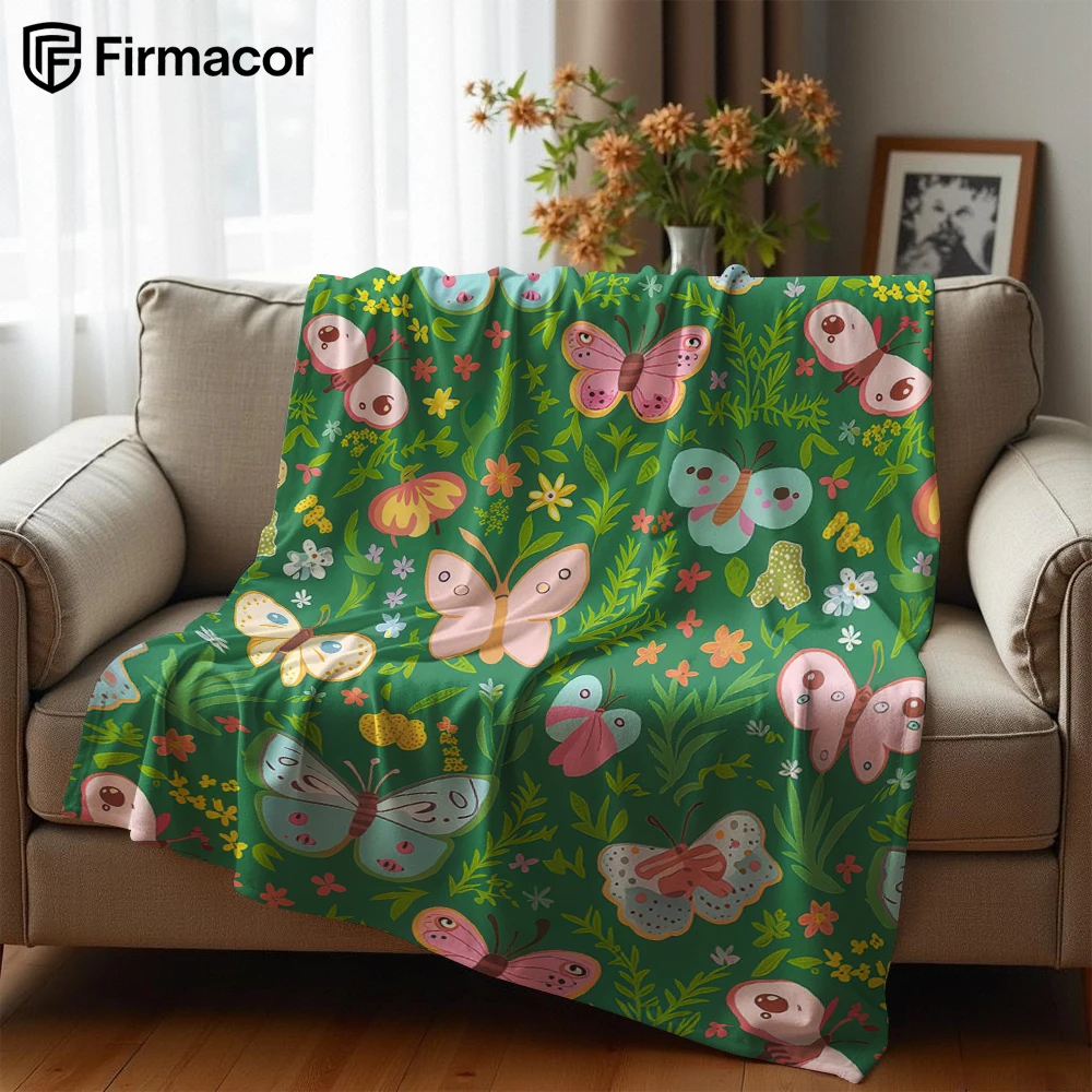 Garden Butterfly Ultra Soft Sherpa Fleece Blanket Fluffy Warm Halloween Cozy Throw for Sofa Couch Bedroom Gift All season
