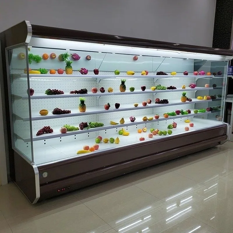 Wholesale Price Commercial Supermarket Vegetable Fruit Refrigerated Beverage Display Cabinet Vertical Fresh Air Curtain Cabinet