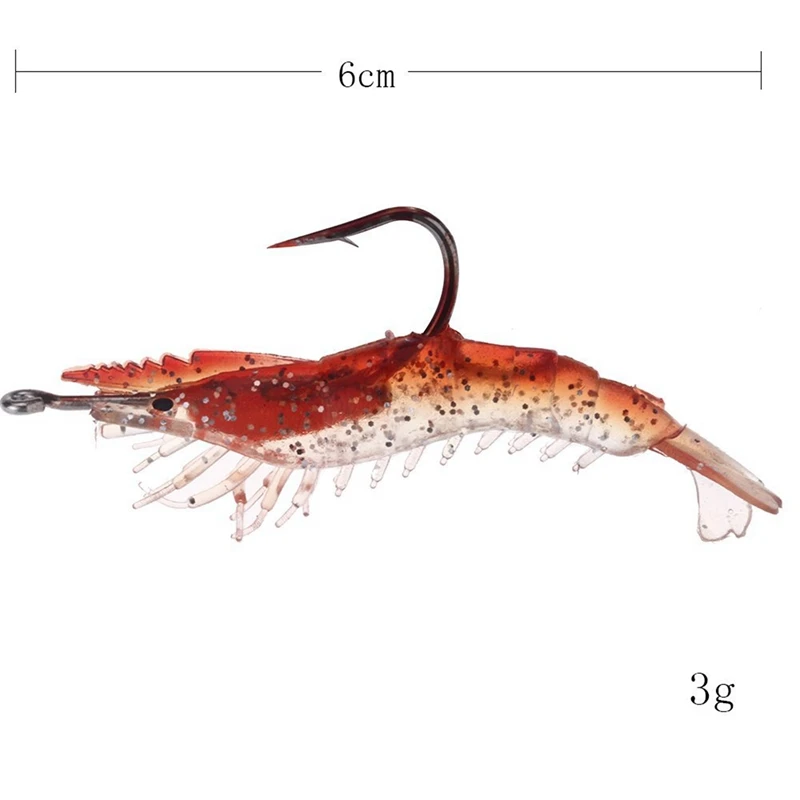 9 шт. 6 см/3 г искусственная рыболовная приманка бионическая креветка мягкая приманка рыболовные снасти серебристые светящиеся реалистичные с крючком