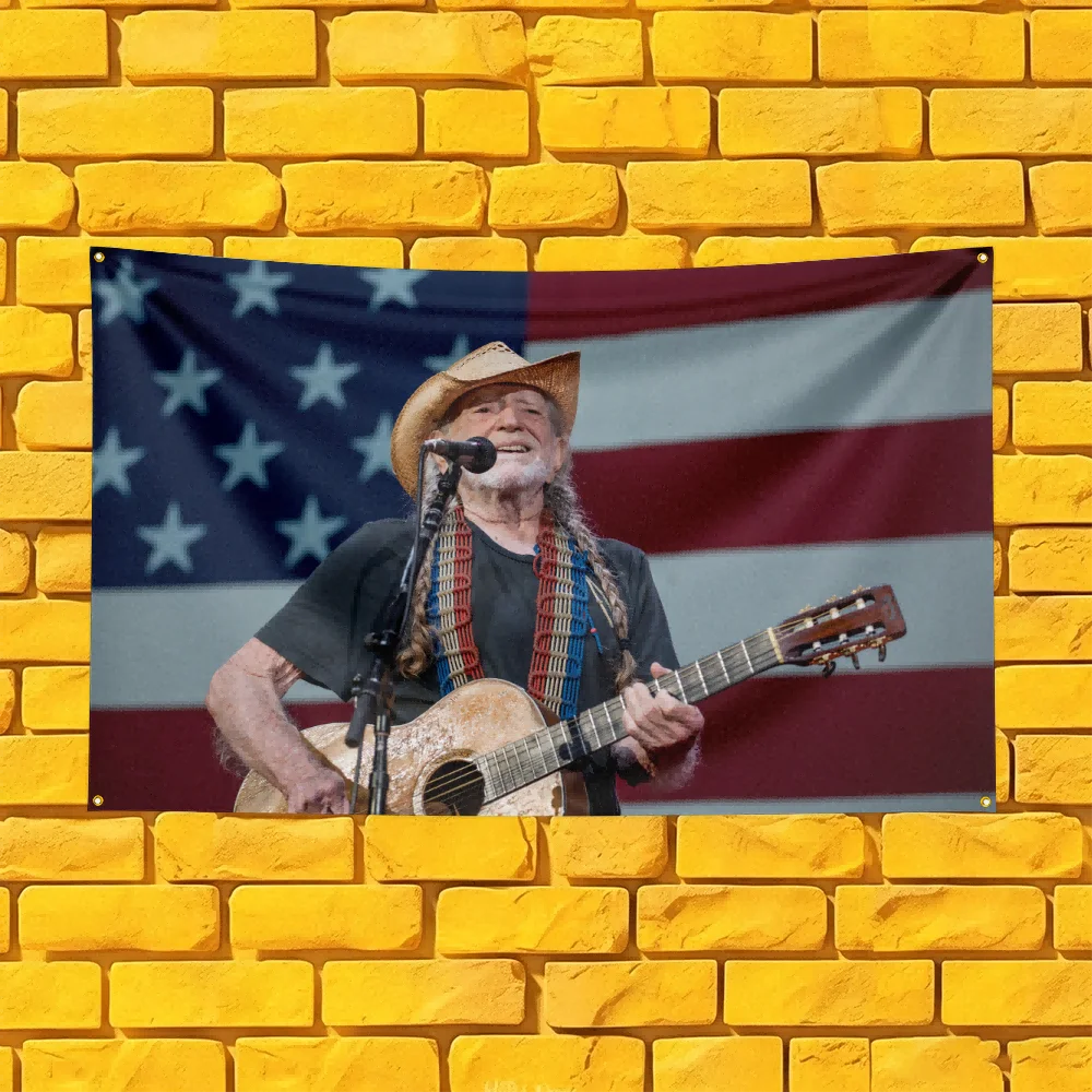 Willie Nelson Style Rock Flag 3x5 FT 90x150cm Polyester Wall Hanging For Concert Decor Music Lover