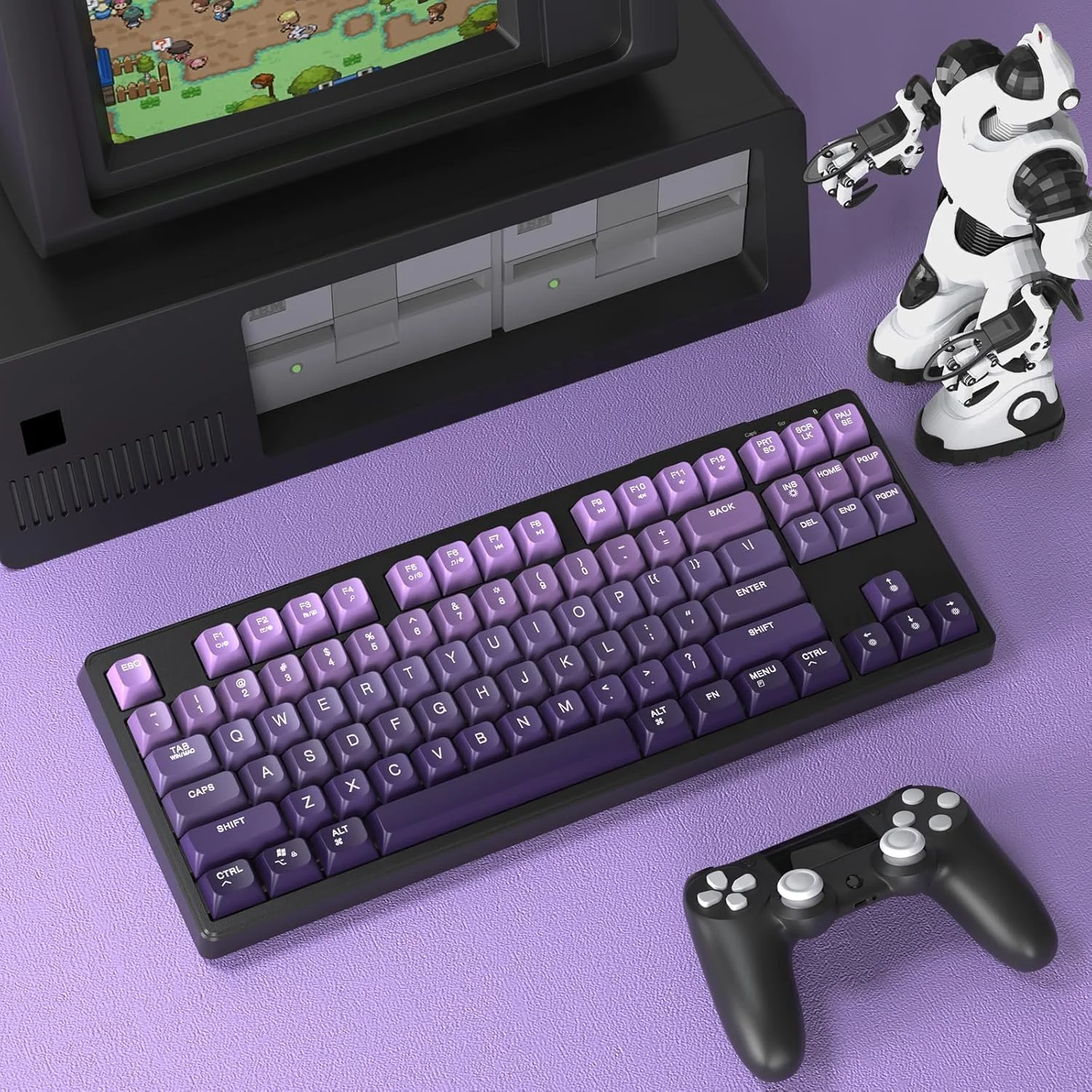 

Беспроводная игровая клавиатура Attack Shark M87 75%, бесшумная радужная подсветка, BT/2,4 ГГц, градиентные колпачки из ПБТ, перезаряжаемые, эргономичные