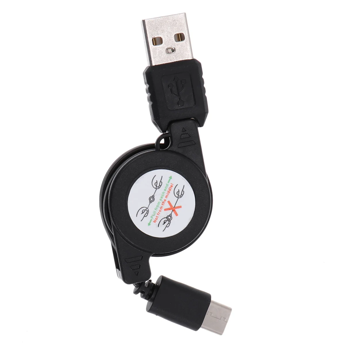 

Retractable USB Type-C Charging Cable Black USB 3.1 Fast Cord Portable Data Sync Cable for Phones Travel Office Car Use