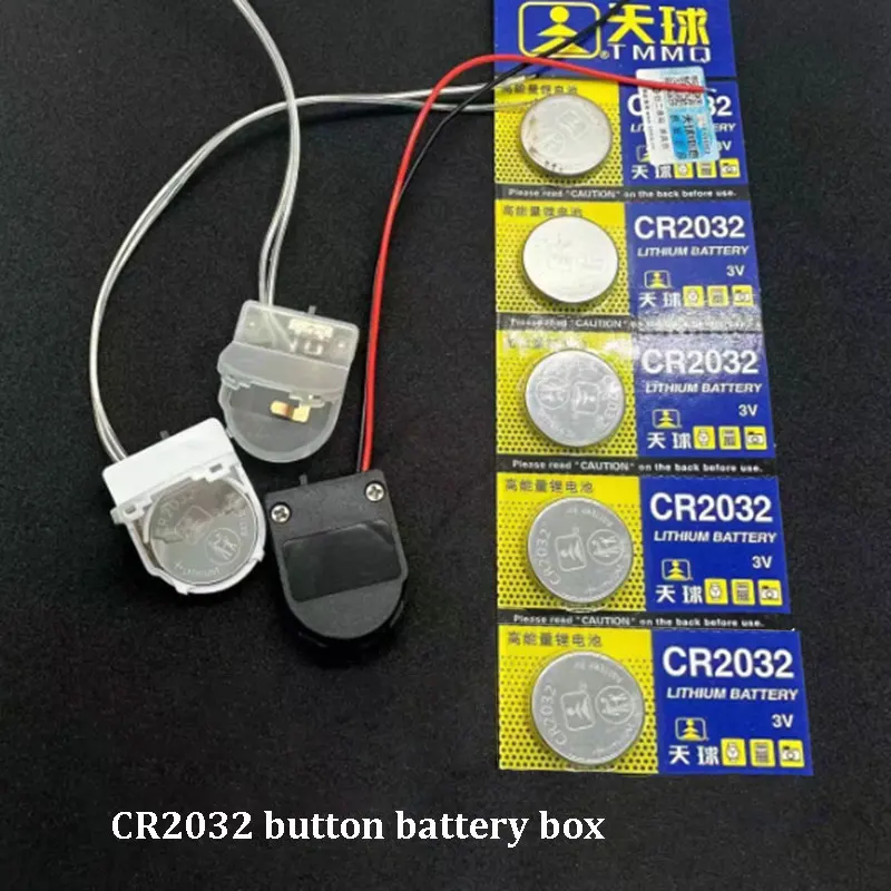 

10-100Pcs/lot CR2032 button battery box single pack 2032 battery holder 3V/6V flat flip cover with switch and wire