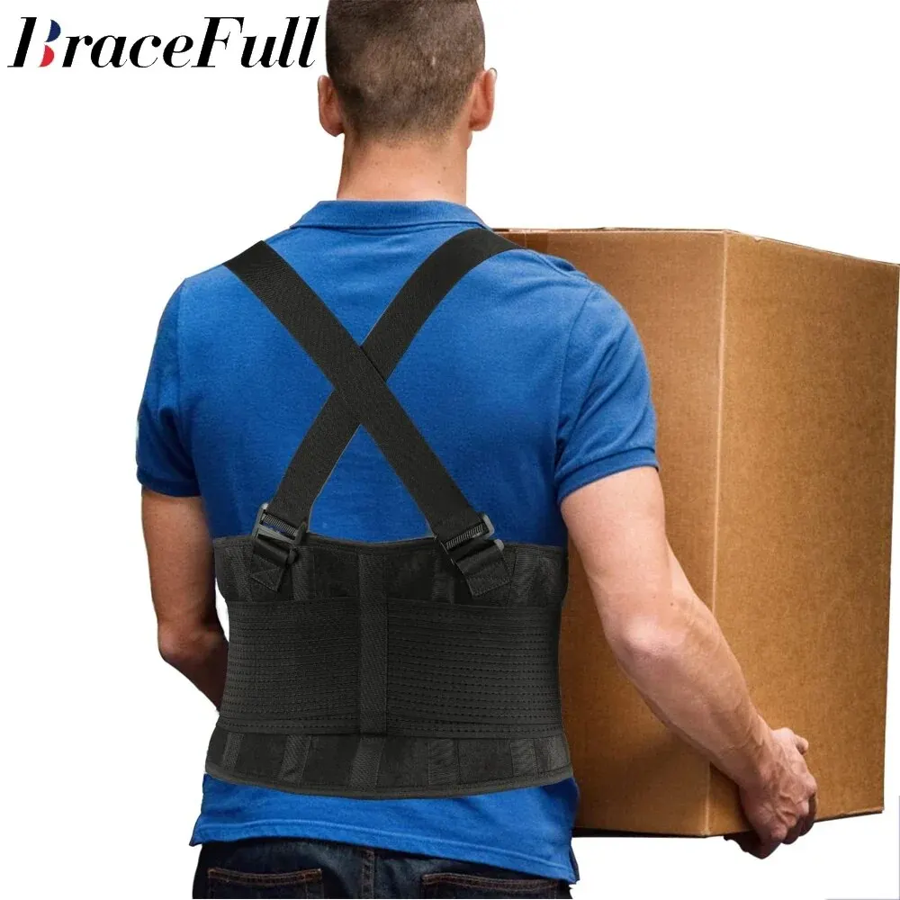 Back Brace Men Women Lumbar Support for Heavy Lifting Lower Back Support Belt with Removable Suspenders-Adjustable Back Belt