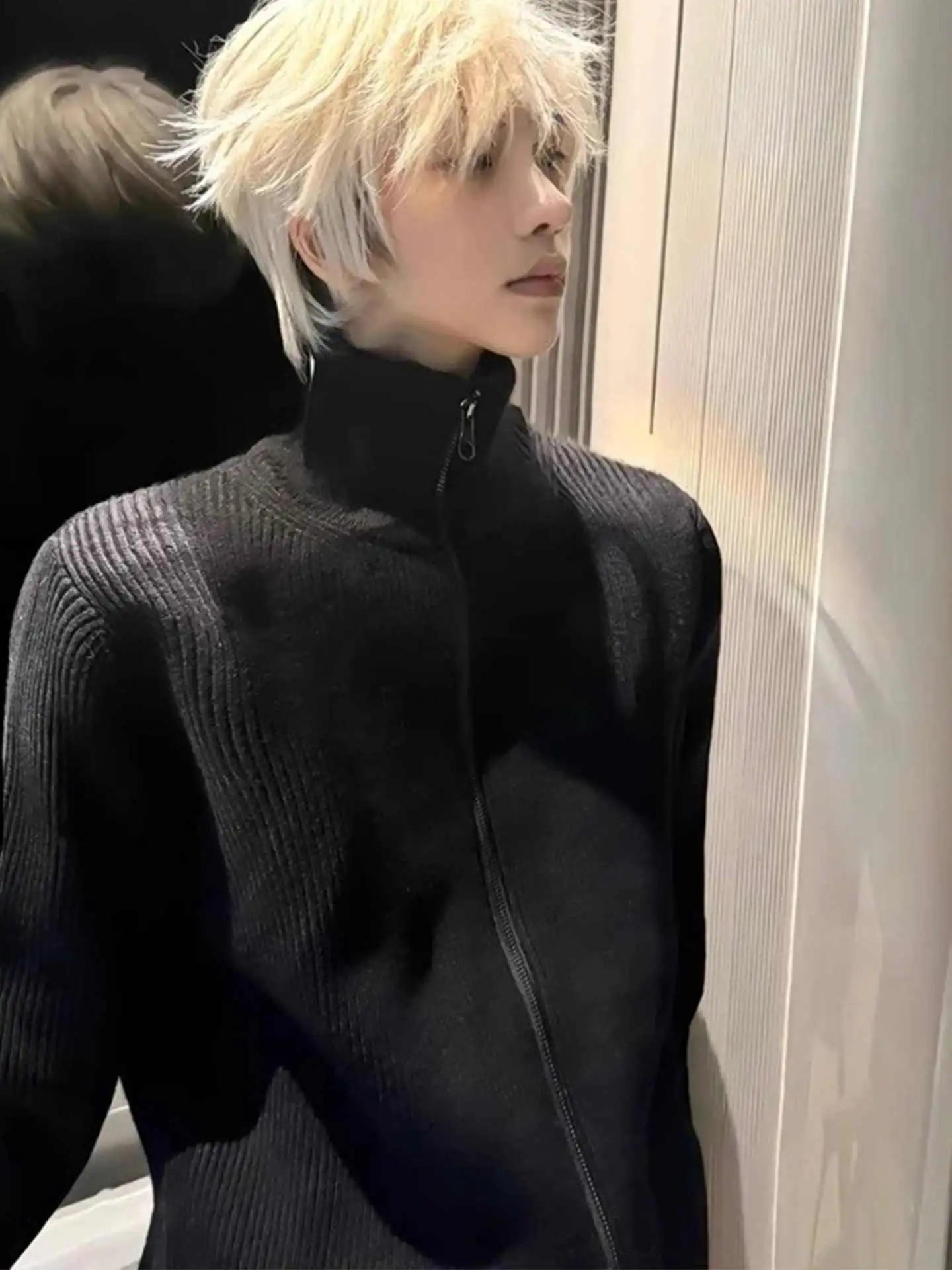 

Кардиган с высоким воротником Cleanfit Bla, мужской вязаный свитер, пальто, осенняя модная одежда для отдыха в американском стиле High Street Sle