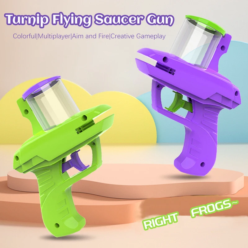 Children Carrot Gun Toys Shooting Saucer Disc Toy Soft Bullet Safety EVA Shooters Gun Toy Bullet Battle Interactive Outdoor Toys