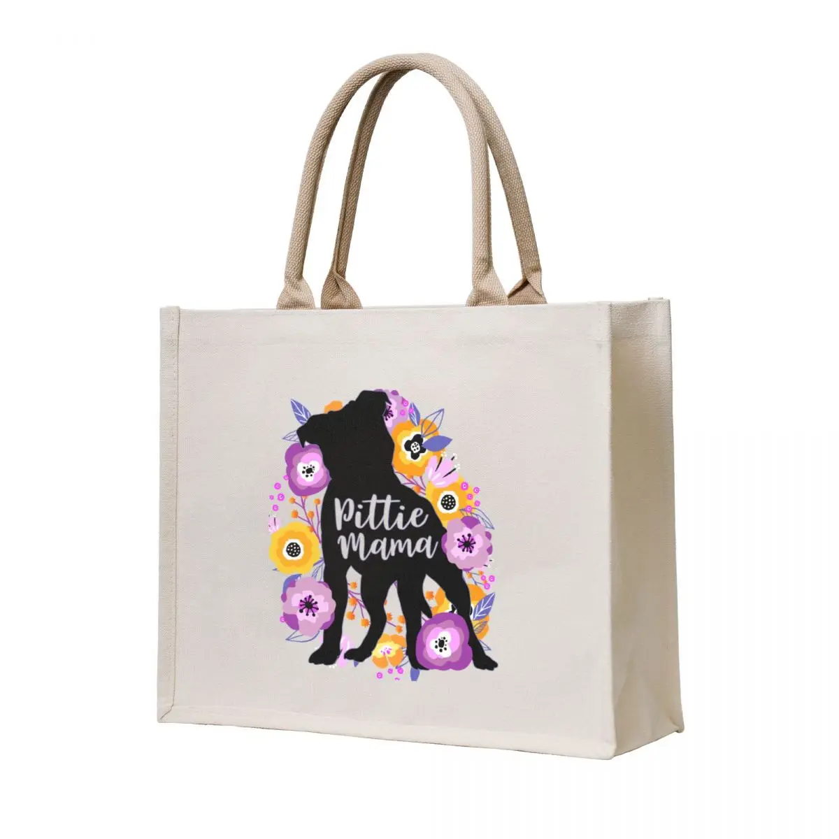 

Pittie Mama Flower burst Tote Bag tote bag woman Beach bag custom fabric Women's shopper