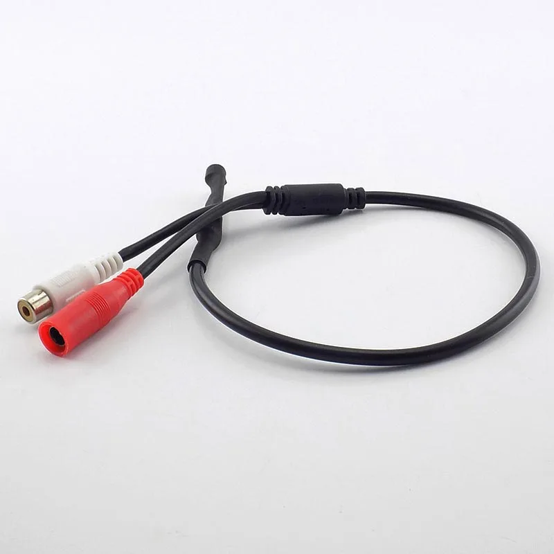 DC 12V Mini Microphone Pickup Sound Monitor Audio Pickup RCA Power Cable for Cctv Camera DVR Video Surveillance C6