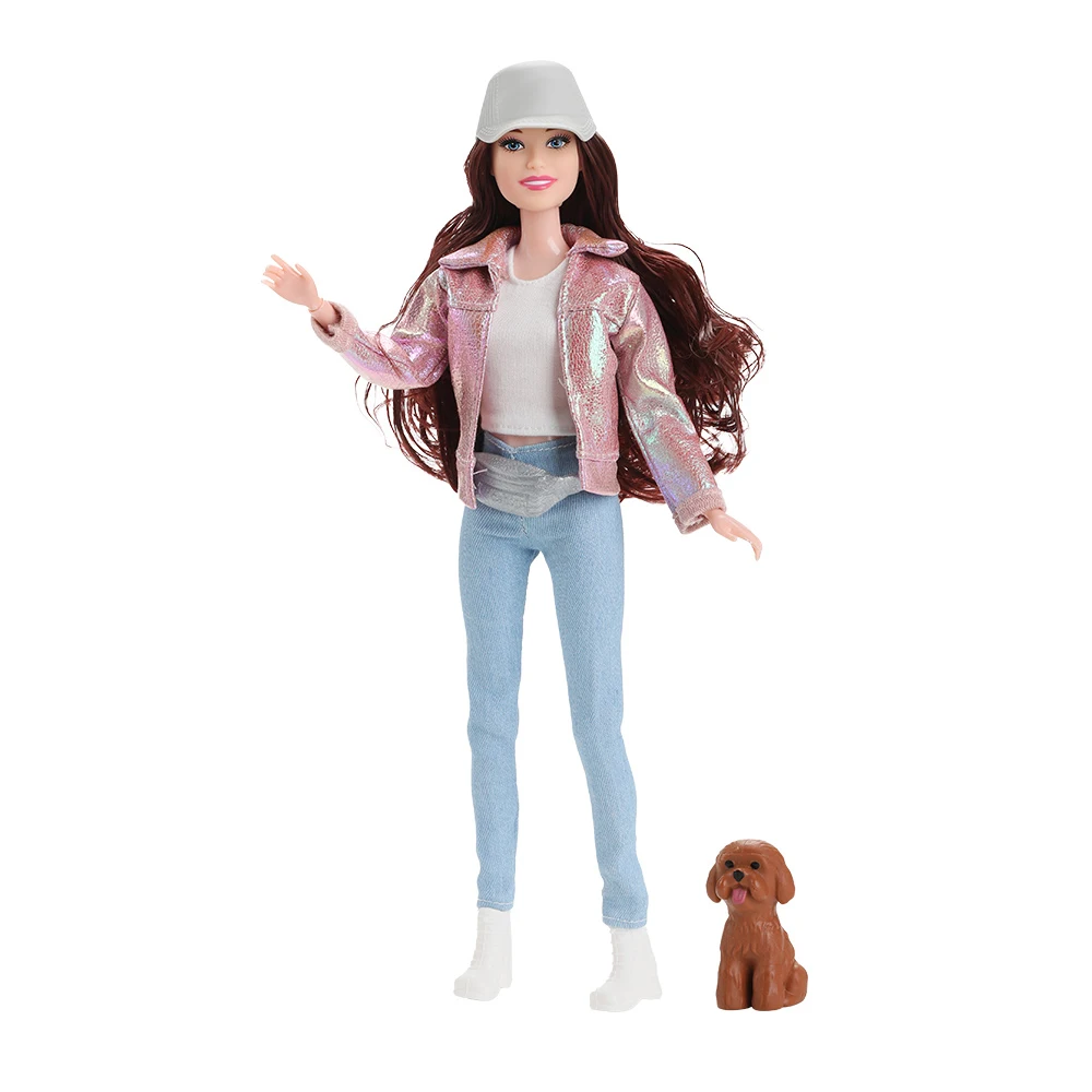 30cm Doll With Casual Travel Set Joint Movable 1/6 Dress Up Doll Curly Hair Fashion Elegant Makeup Girls Pretend Play Doll Toy