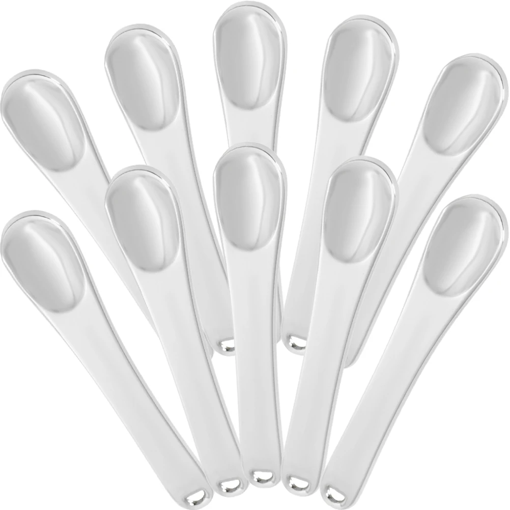 

10pcs Eye Cream Spatula Metal Makeup Tool Silver Lotion Scoop Facial Cream Spoon Skincare Beauty Instrument Cosmetics