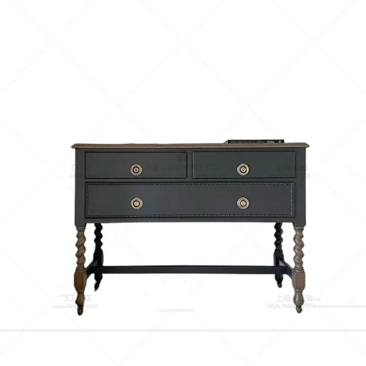 

French retro solid wood engraved porch cabinet foyer partition cabinet American European style