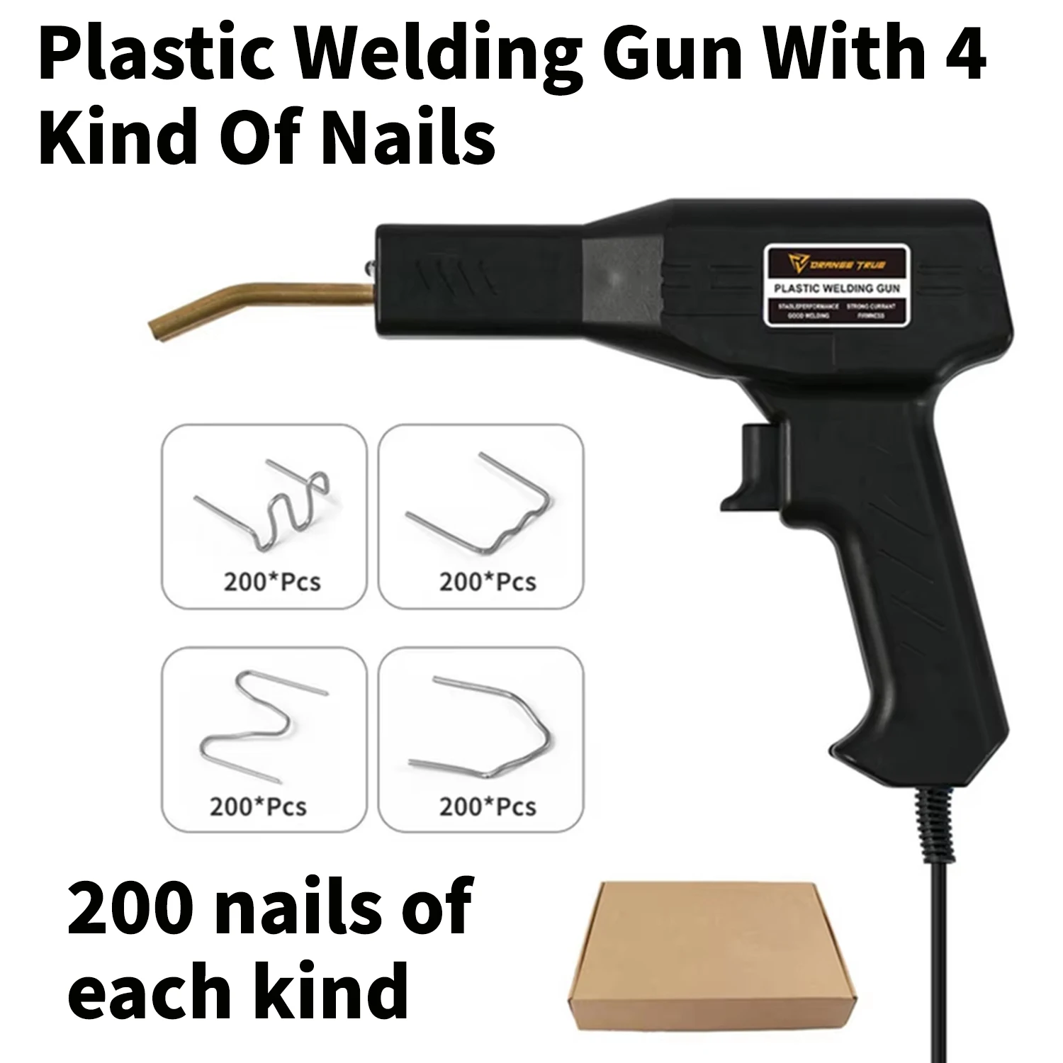 Black 50 W Plastic Welding Gun With 4 Kind Of Nails With EU Plug Hot Stapler Plastic Repair Welder Soldering Kit