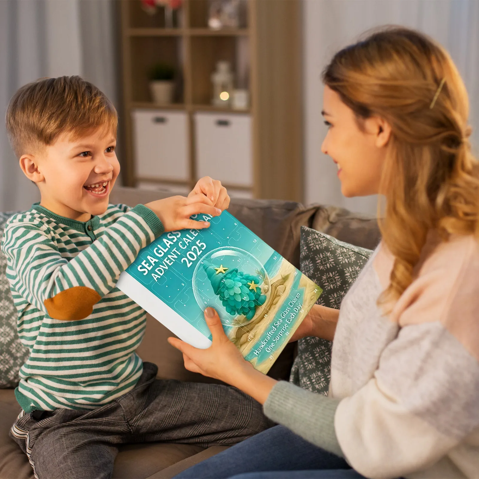 Craft Lights Battery Operated with Timer Christmas Gnome Advent Calendar 2025 Sea Glass 24 Battery Lights with Timer Christmas