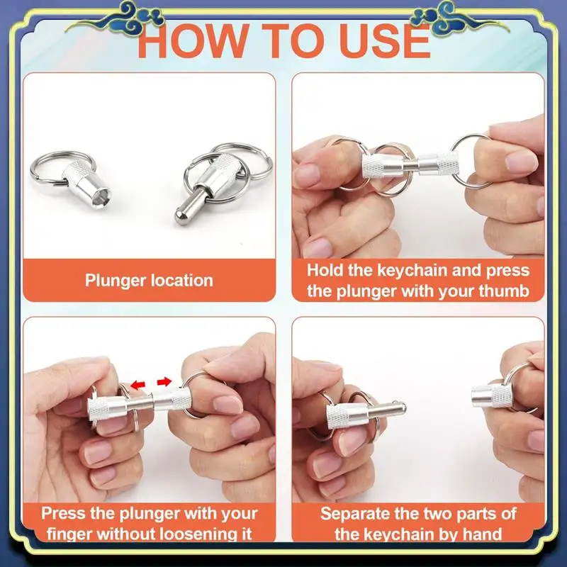 Latest 3-Way Quick Release Keychain Detachable Key Rings Pull Apart Separate Quick Disconnect Release Convenient Accessory 6Pcs