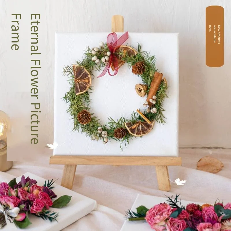 Dried Flower Photo Frame DIY Material Kit, Easel, Preserved Flower Plant Specimen Stickers
