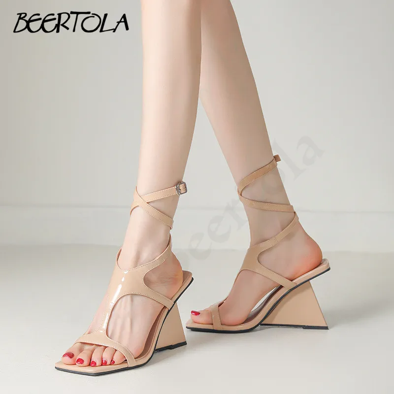 

Women's Square Toe Sexy Open Toe Sandals Tapered High Heels Cross Buckle Slingback High Heels Special Heel Fashion Sandals