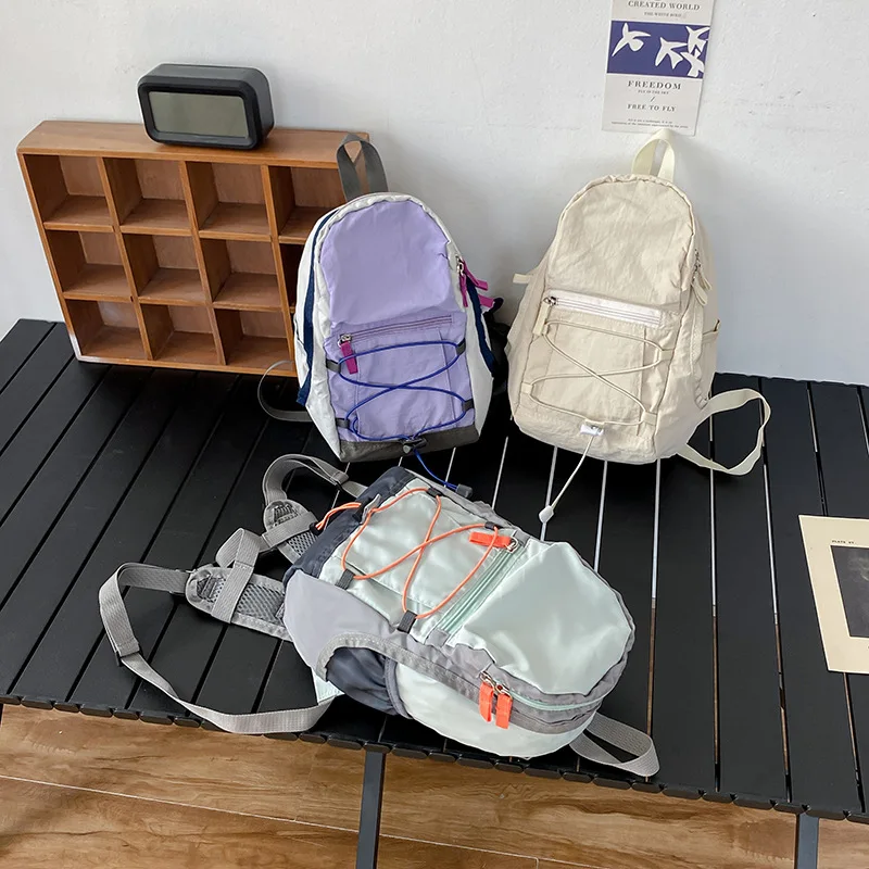 

Школьная сумка в японском стиле, милая повседневная сумка на шнурке для девочек, дорожная легкая, водонепроницаемый рюкзак из нейлоновой ткани