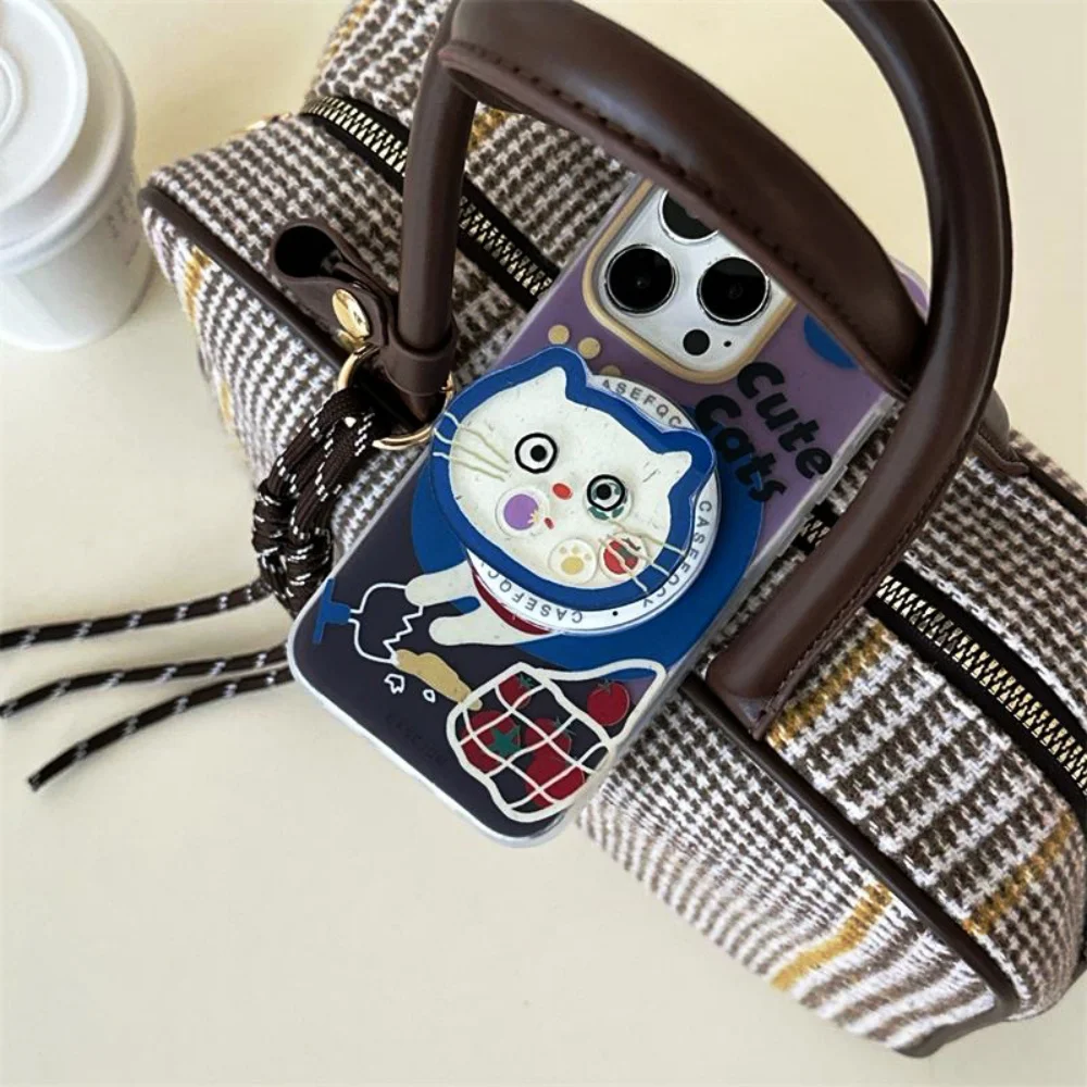 Корейский мультяшный забавный зыбучий песок Kitty для Magsafe Griptok, держатель для телефона, подставка для кольца на палец, поддержка IPhone 15, кронштейн для девочек