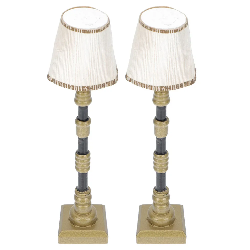 

2Pcs Miniature Floor Lamp Resin Mini House Floor Lamp Decor Stylish Mini Ground Light for Dollhouse Interior Scene Setup
