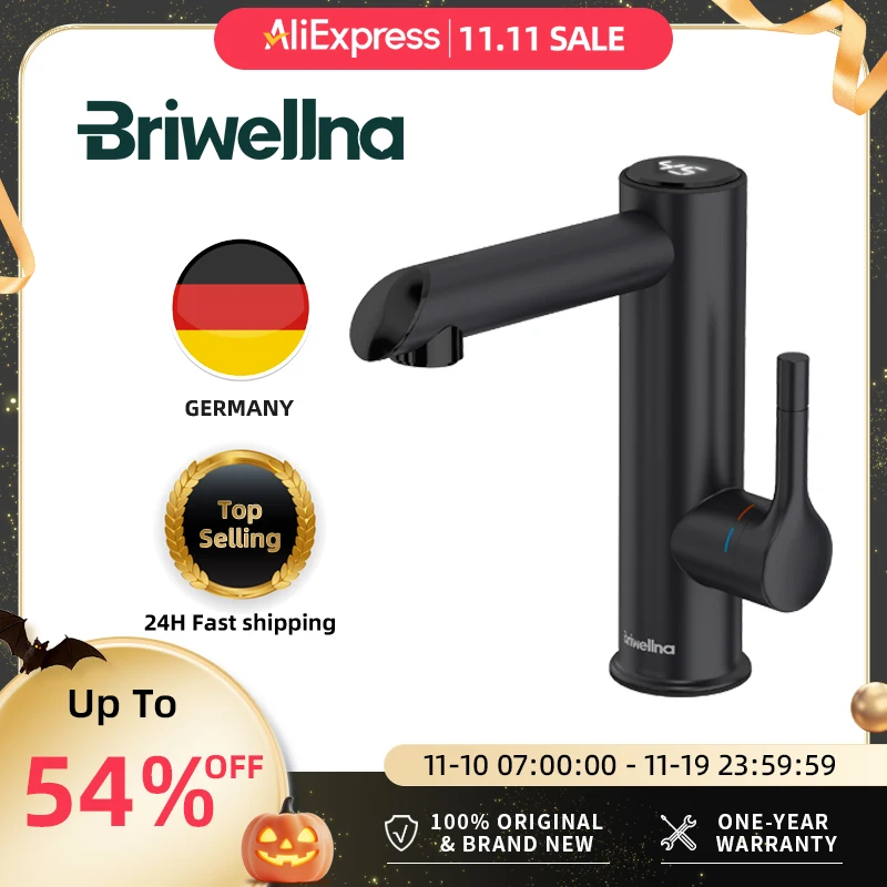 

Briwellna Electric Warer Heater Faucet Stainless Steel Heating Tap For Bathroom 220V Hot Water Faucet Mini Flowing Water Heater